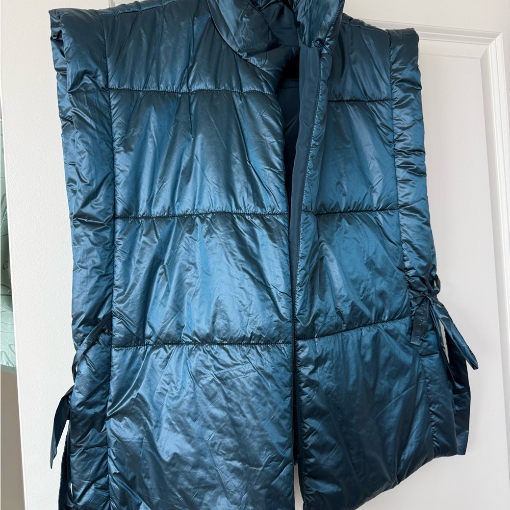 Anthropologie Teal Shimmery Puffer Vest
